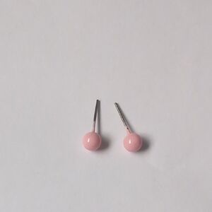 Delicate Pink and Silver Stud‎ Earrings